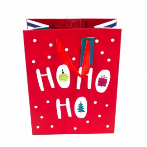 In Stock Custom Folding Christmas Paper Gift Bag for festival favor packaging