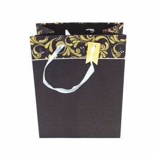 New fancy custom logo printed glitter shopping bag gift paper bag with hangtag