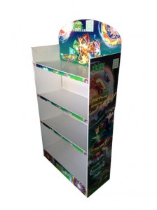 4 Tiers Stabila Alta Kvalito Propra Vino Botelo Corrugated Kartono Floor Montru Stand