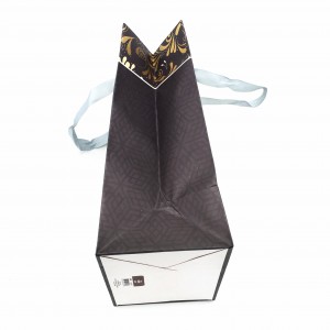 New fancy custom logo printed glitter shopping bag gift paper bag with hangtag