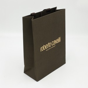Good reputation custom foil stamping hot stamping logo gold kraft paper bag with cotton rope