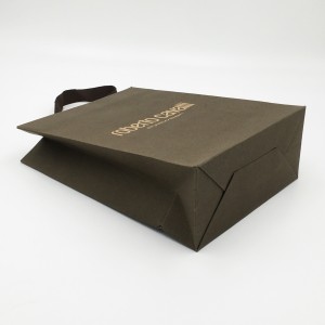 Good reputation custom foil stamping hot stamping logo gold kraft paper bag with cotton rope